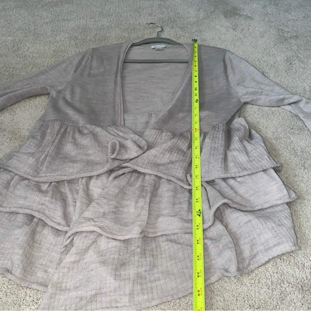 Garnet Hill Merino Wool Cardigan Sweater Medium‎ Tired Ruffles * READ Below